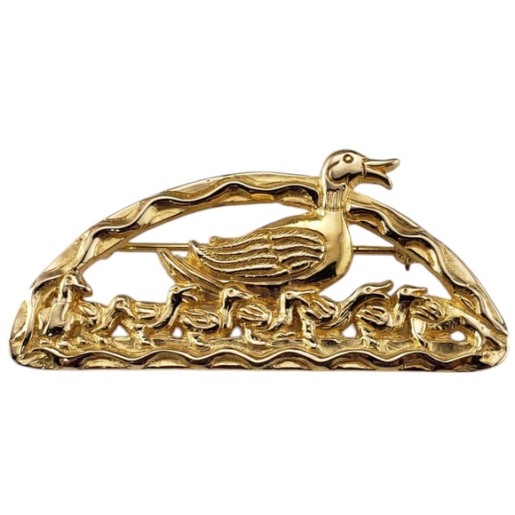 Hand and Hammer DeMatteo Duck Family 14K Yellow Gold Brooch #20110 - Picture 1 of 6